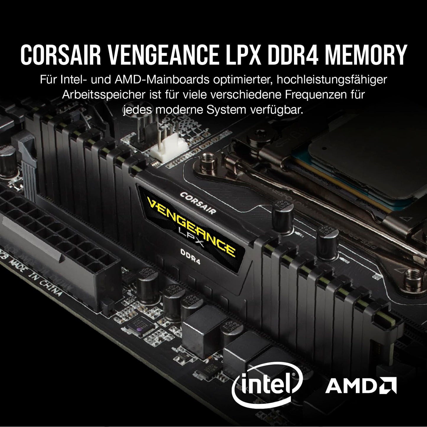 Corsair Vengeance LPX 16GB (2x8GB) DDR4 3200MHz C16 XMP 2.0 High Performance Desktop Memory Kit, Black
