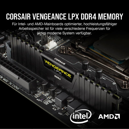 Corsair Vengeance LPX 16GB (2x8GB) DDR4 3200MHz C16 XMP 2.0 High Performance Desktop Memory Kit, Black