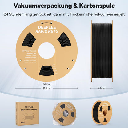 DEEPLEE Rapid PETG Filament 1.75mm, High Speed 3D Printer Filament up to 600mm/s, Precision +/- 0.02mm for most FDM 3D printers, Yellow Orange Blue Green 4KG