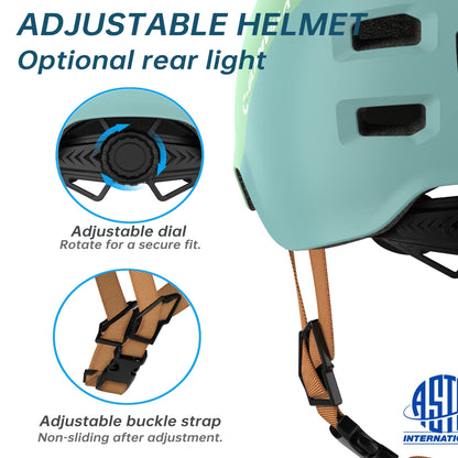 GLAMVILLA Skaterhelm Bike Helmet Ultralight Urban Helmet for Kids/Women/Men, Adjustable Unisex Skateboard E-Scooter Roller BMX Protective Helmet, only 260g/270/280g (Mint Green with Grass Green, M(54-57cm))