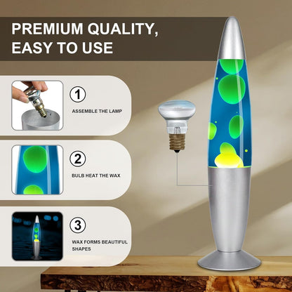 AONESY Lava lamps for adults and kids 34cm dark blue liquid & yellow wax retro astro lamp for home decoration beautiful light gift for Christmas birthday Halloween.