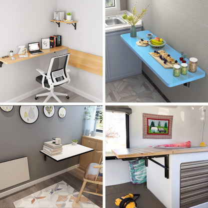 YUMORE Folding Shelf Brackets Heavy Duty 300mm Black - 2 Pack Metal Folding Brackets Wall Table Holder Foldable Shelf Brackets for DIY Folding Tables Benches Shelves Space Saving, Max Load 330lbs