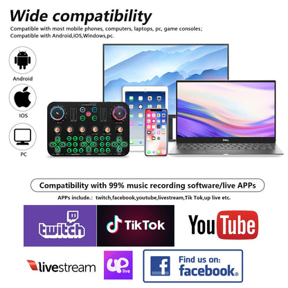 ALLWIN Streaming Microphone, Podcast Microphone Set K600 DJ Mixer Audio Interface With XLR Cardioid Condenser Microphone Podcast Production Studio For Live Streaming/PC/Recording