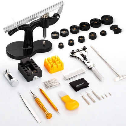 【2025 Full Version】Eventronic Watch Tool Set + Watch Press, Watch Case Press Tool, Watchmaker Tool Set, Watch Tool Battery Replacement, Case Closer Watch Repair Tool with 12 Pressure Plates