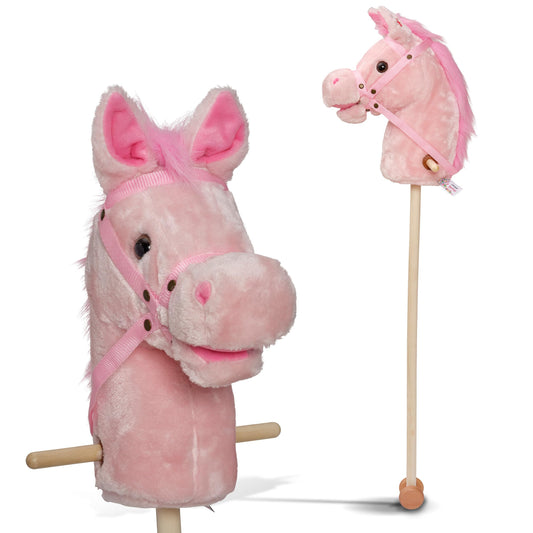 Pink Papaya Hobbyhorse, Sparkles, cute plush toy horse with sound function: Neighing and galloping sounds.