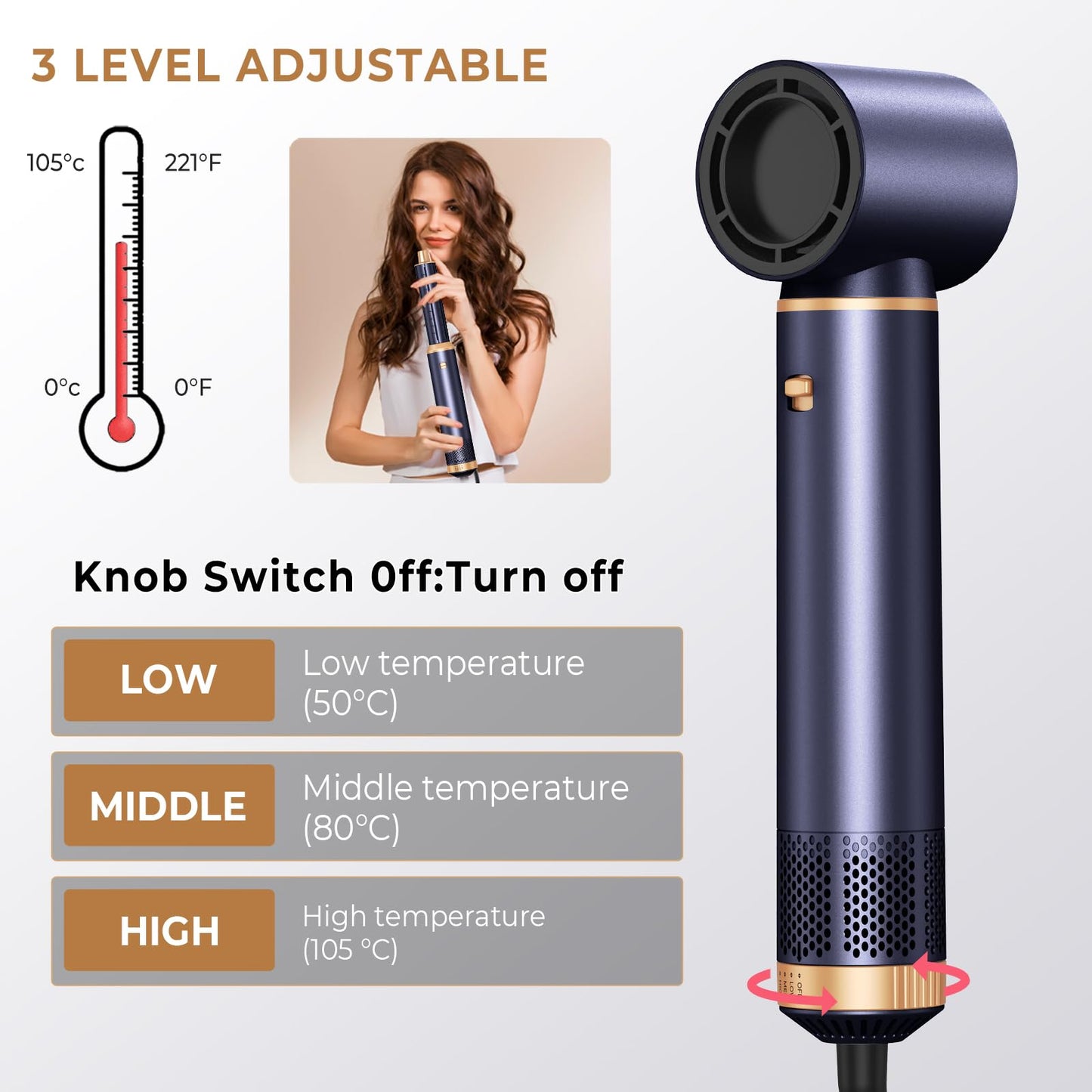 Air Styler 5 in 1 UKLISS 1000w Hair Dryer Brush, 30mm Air Curler, Detachable Hair Styler Tools for Drying, Curling, Straightening