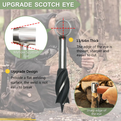 Manual hand drill bushcraft, wood drill outdoor hand wrench Scotch eye auger. Manual bushcraft hand drill, hand drill outdoor bushcraft set for camping, bushcraft survival.