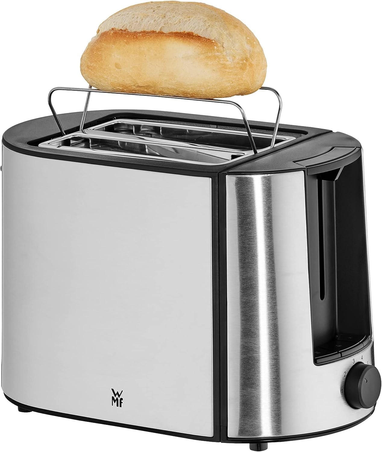 WMF Bueno Pro 2-Slice Toaster, Stainless Steel with Bun Warmer, 6 Browning Levels, 870 W, Matt Stainless Steel.