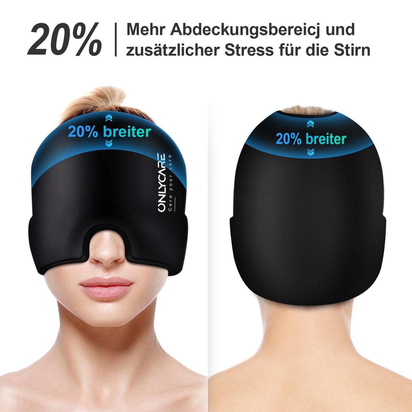 ONLYCARE Migraine Mask, Upgraded Migraine Cooling Mask Sleep Mask Cooling Cap Cooling Hat 360° Gel Surround cooling pads for relief of migraine, headaches, pressure