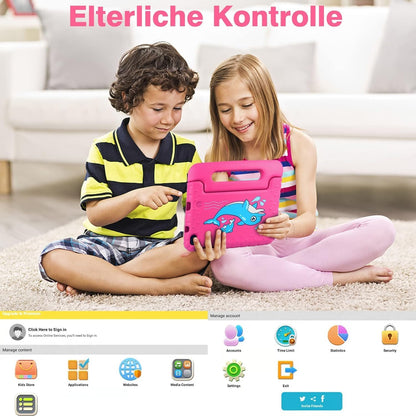 AOCWEI 13 Android Tablet 7-inch, 7GB RAM 64GB ROM/TF 512GB, Parental Control, Education + Games, Dual Camera| WiFi6| BT5.0| Tablet with Case (Rose)