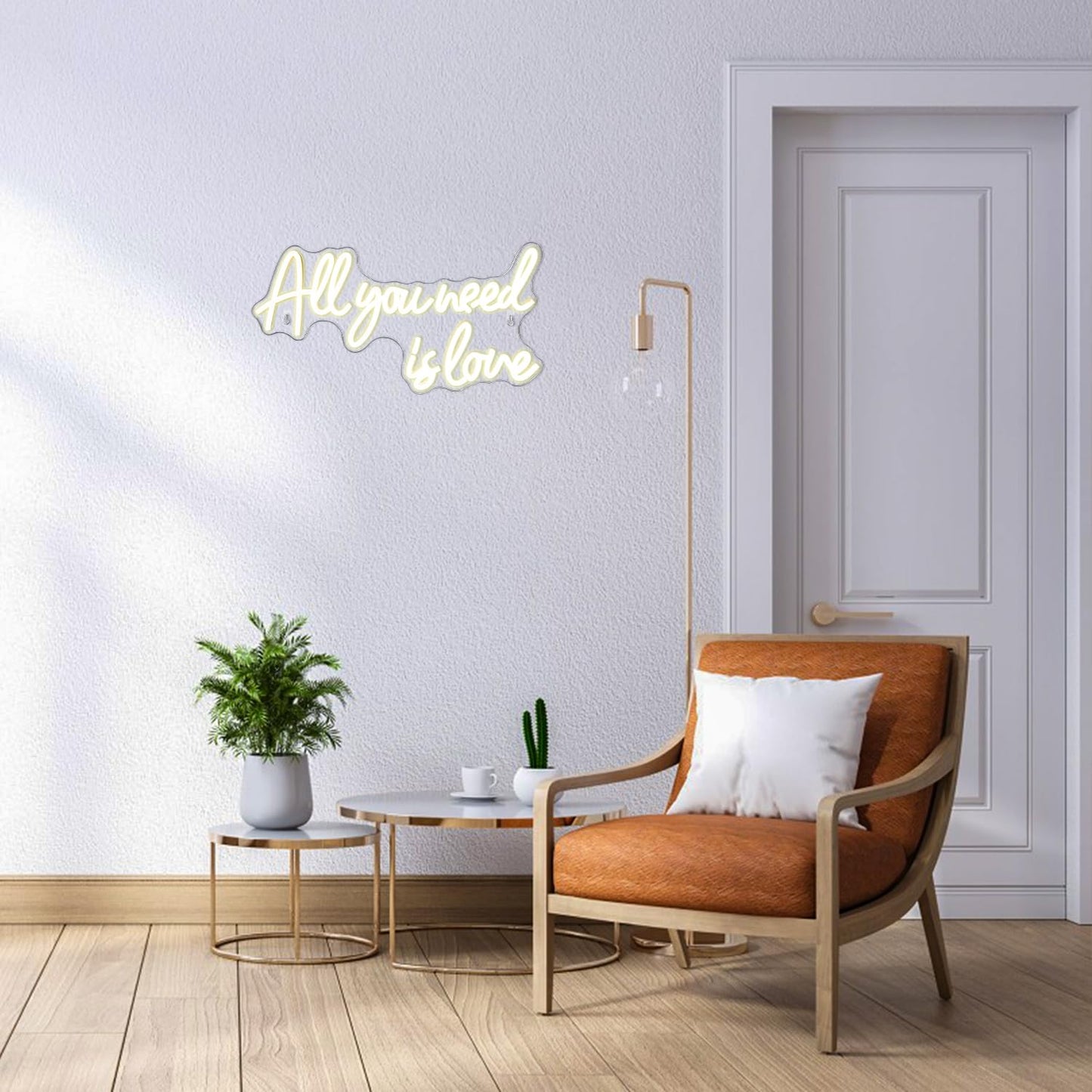 "All You Need is Love" neon sign, warm white neon light lettering for wall decoration, LED sign for bedroom, wedding, room decor, anniversary, Valentine's Day, party decor.