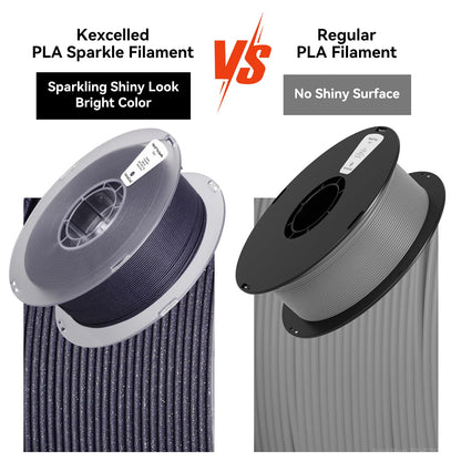 ""kexcelled PLA Grey Sparkle 1.75mm Glitter Galaxy Filament Shiny Sparkling Surface 3D Printing Material +/- 0.03mm 1kg Spool for Decorative Models FDM 3D Printers""