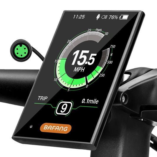 BAFANG 3.5in eBike Display DPC18 for BBS01B BBS02B BBS-HD Mid Motor with 0-9 Pedal Assist Levels. eBike computer display with automatic backlight and UART protocol.