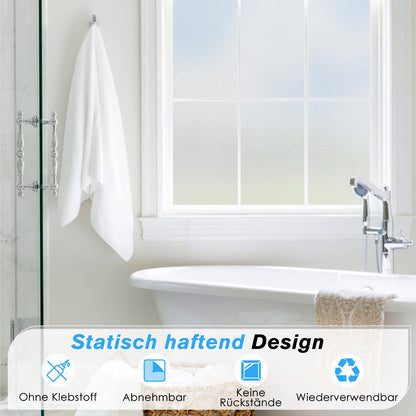Haton window film opaque privacy film window self-adhesive, frosted glass film self-adhesive privacy without adhesive static adhesive privacy film for bathroom office 90 x 300 cm