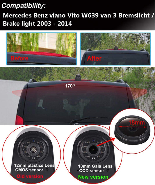 18mm lens top quality car brake light reverse camera replacement for Viano Vito W639 transporter 3 brake light 2003-2014 (18mm lens top quality)