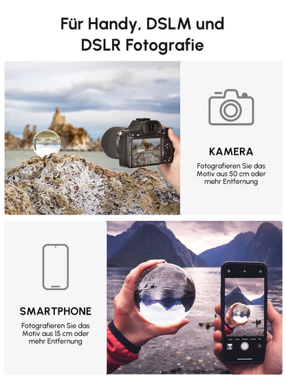 Rollei Lensball 110mm | Glass orb | Crystal ball | Photo sphere with storage bag & microfiber cleaning cloth for glass ball photography.