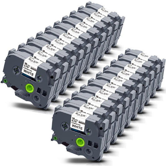20x STRONIX Compatible Brother P-Touch TZe-241 TZe Label Tape TZ-241 Ub-241 Cassette 18mm Black on White for Brother Label Maker Brother Ptouch Cube Plus PT-D400 PT-D400VP PT-D600VP