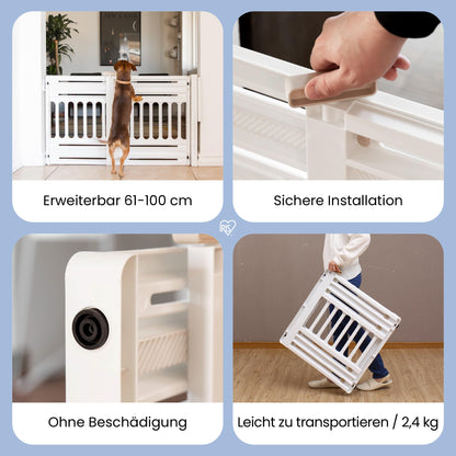 Iris Ohyama, Plastic Safety Fence, easy to install and clean, pet barrier, L64 x W61 x H5 cm, single unit, BPA-free, no drilling, PBR-600, dogs, White/Almond