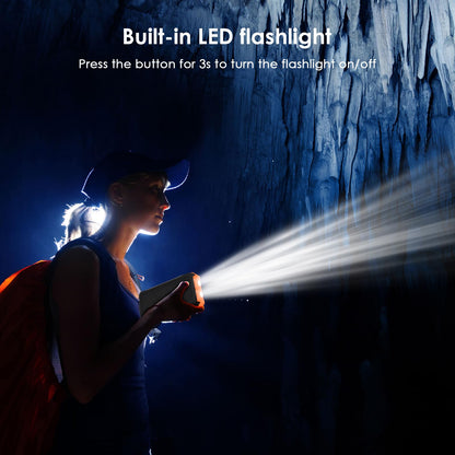 Sckolaink Solar Powerbank, 32000mAh with 4 charging cables, wireless charging, USB/Type-C input, 2 outputs, LED flashlight. Solar charger for phones and tablets.