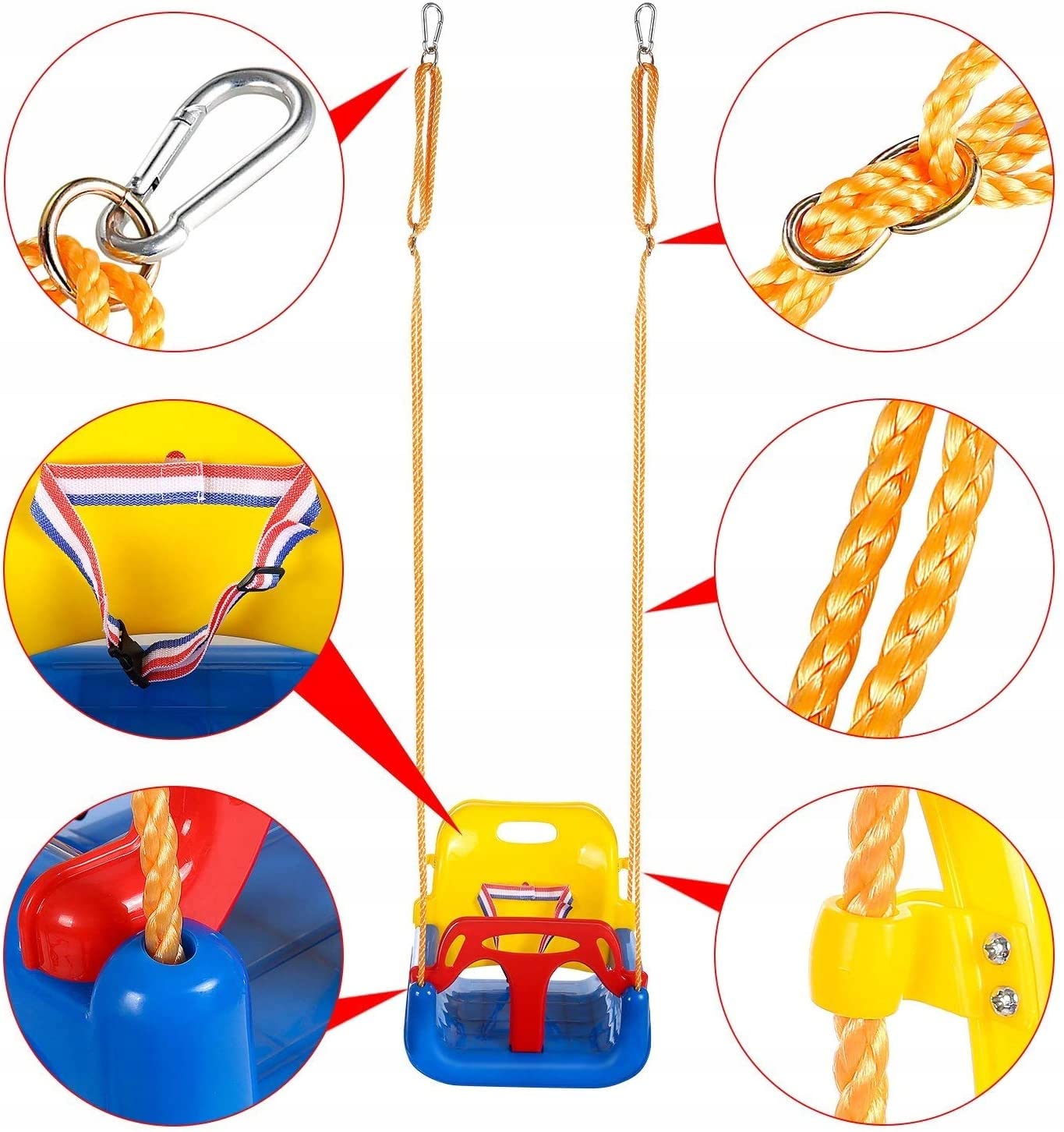 COIL Children's Swing Baby Swing 3-in-1 Outdoor Swing Baby Adjustable Children's Swing Indoor with Backrest Swing Indoor Children's Swing Seat Toddler Swing (C0348-Blue)