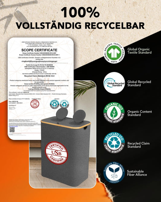 SOUTHGATE 140L deposit bottle collection bin with lid, collapsible container for empties & glass with 2 compartments & XXL carrying bags, 100% recyclable storage box, for shared flats, large families, parties.