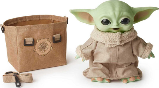 Mattel Disney Star Wars plush figure (approx. 28 cm) HBX33 - "The Child" from "The Mandalorian", for collecting with carrying bag, for fans ages 3 and up.