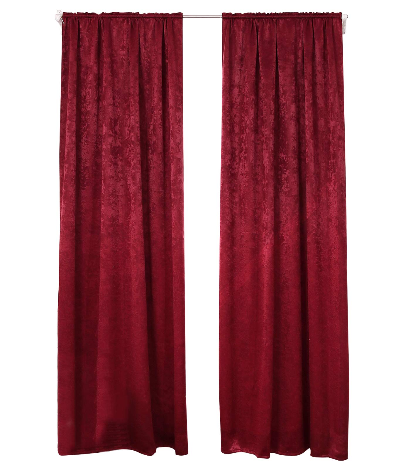 WOLTU 2 pieces of curtains blackout with pencil pleat, 250g/m² heavy thermal curtains cold protection damask look lightproof for living room bedroom, 135x245 cm Bordeaux