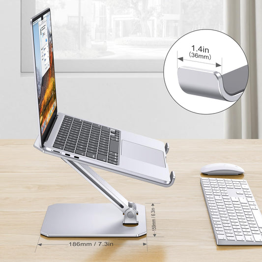 OMOTON Aluminum Laptop Stand Height Adjustable, Ergonomic Foldable Notebook Stand, Laptop Holder for laptops like MacBook Pro/Air (11-16 inch), Silver