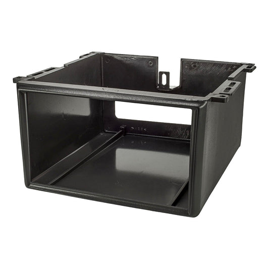 Tomzz Audio 2400-016 Universal Underbody Console Radio Mount for 2DIN Devices, suitable for cars, trucks, boats, motorhomes, and commercial vehicles.