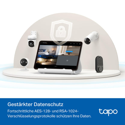 Tapo H500 HomeBase, 16GB built-in, expandable storage up to 16TB, supports 16 Tapo cameras & 64 sensors, local storage, HDMI, 5 GHz WLAN/Ethernet, built-in alarm, Matter compatible.