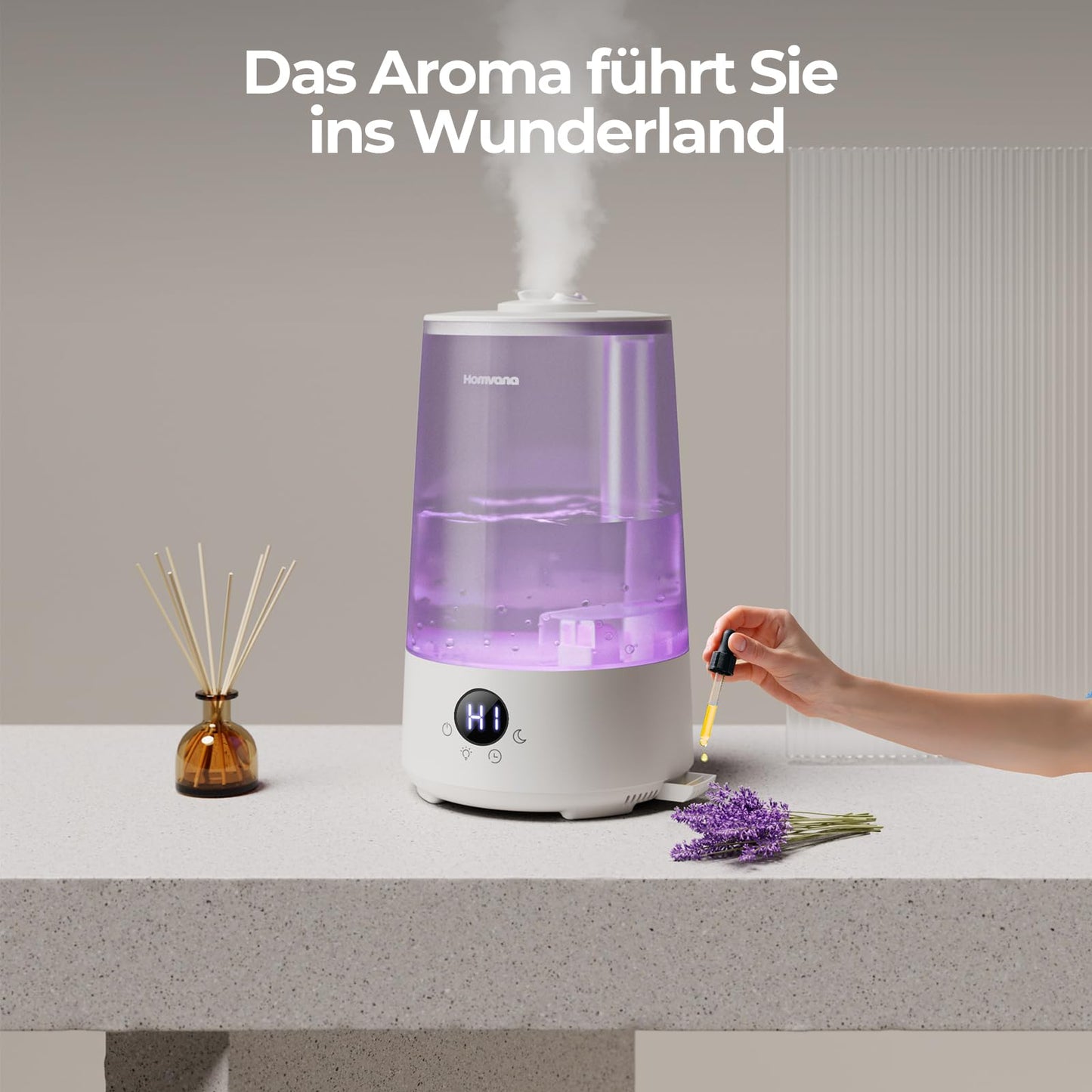 Homvana Humidifier Bedroom Top-Fill, 3.6L 360° Cool Mist 34H Long-lasting, Quiet 16dB (SilentSpray Tech) Small, Nursery Baby, BPA Free, Plant Aromatherapy Diffuser 7-Color Night Light