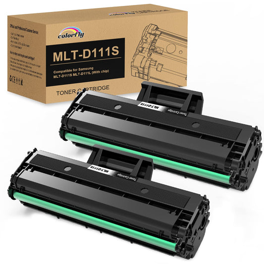 Colorfly MLT D111S Toner Compatible with Samsung D111S MLT-D111L D111S Printer Cartridge for Samsung Xpress M2070 M2070W M2070FW M2026W M2026 M2022W SL-M2070W SL-M2026W SL-M2026 (Black, 2-Pack)