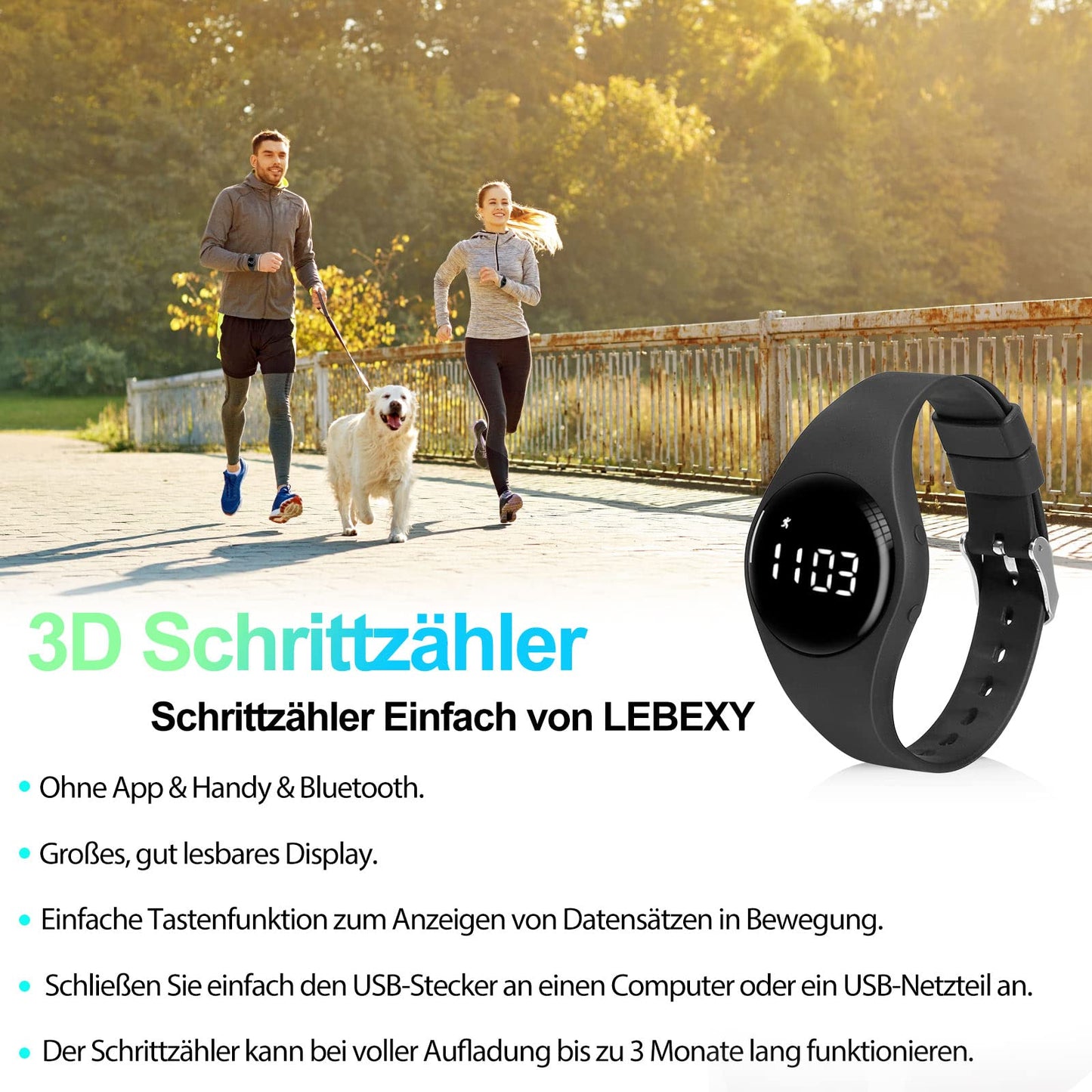 LEBEXY Pedometer Watch Simple Step Counter Without Bluetooth/Without App/Without Smartphone Fitness Bracelet Tracker for Walking Running for Women Men Fitness Watch for Swimming Sauna