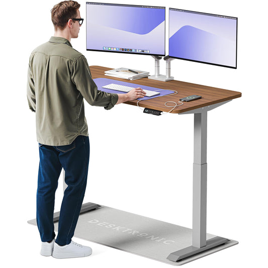 Desktronic Homeone height-adjustable desk 140 × 70 cm - Electric desk with two electric motors, touchscreen control, and integrated USB-A and USB-C charging ports.