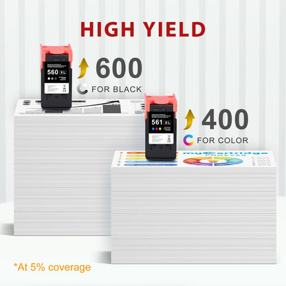 MYCARTRIDGE PHOEVER 560 561 XL cartridges are replacement for Canon printer cartridges 560 XL black and 561 XL color for TS5350, TS5351, TS5352, TS5353, TS7451 printers (2-Pack).