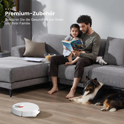 18 pieces of accessories for Xiaomi Robot Vacuum X20+ robot vacuum cleaner, including 1 main brush, 4 dust bags, 4 mop cloths, 4 side brushes, 4 filters, and 1 cleaning brush.