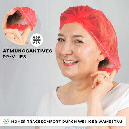 ARNOMED 1000x Disposable Hair Net 52 CM Red, Disposable Head Cover, Cap for Surgery, Gastronomy & Hygiene, Disposable Hair Cap, Disposable Head Cap, Hair Net, Clip Caps, Fabric Hair Protection Cap.