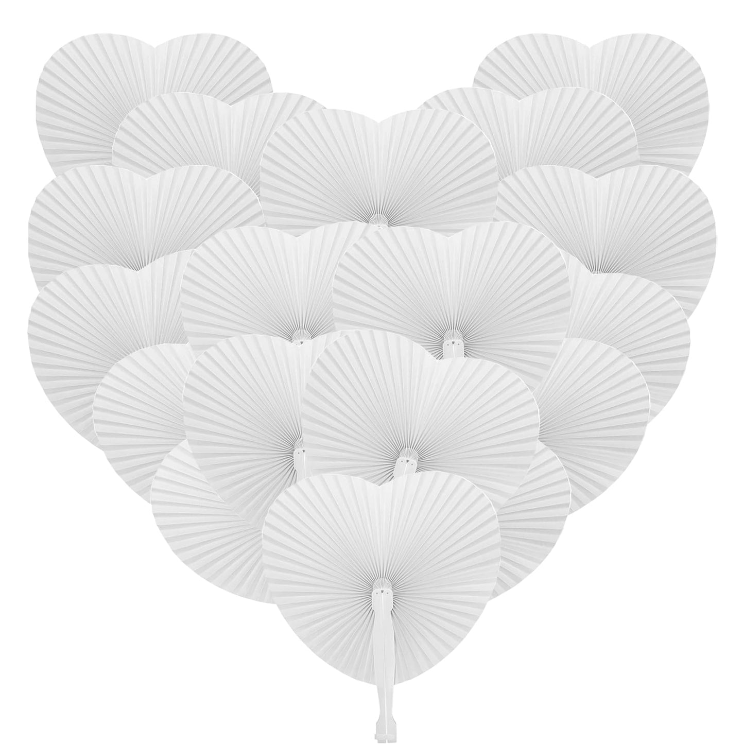 72 Pieces Fans Wedding Heart Hand Fans White Wedding Guests Gift Wedding Decoration Wedding Favors Paper Fans for Wedding