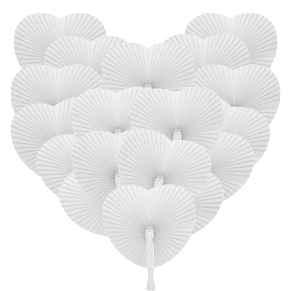 72 Pieces Fans Wedding Heart Hand Fans White Wedding Guests Gift Wedding Decoration Wedding Favors Paper Fans for Wedding