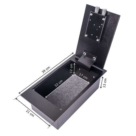 Brihard floor-mounted safe with key lock - built-in safe 4L secure storage - external dimensions 13x39x21 cm (HxWxD) | Heavy-duty safe - internal dimensions 12x33x17cm (HxWxD)