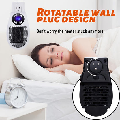 Ceramic heater Hillylolly 500w, plug-in heater, mini heater, wall-mounted electric heater, energy-saving and quiet heater for bathroom, room (White)
