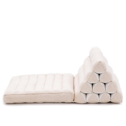 Leewadee Thai pillow foldable mattress, chill-out foldable mat, padded reading support floor lying mat with triangle pillow Thai mat, kapok, 75 x 50 cm, natural