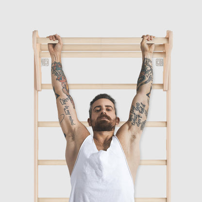 Adult (230 cm) wall bars with pull-up bar, wooden climbing wall, multifunctional fitness equipment, climbing ladder for adults & children, 100% ECO, Made in EU.