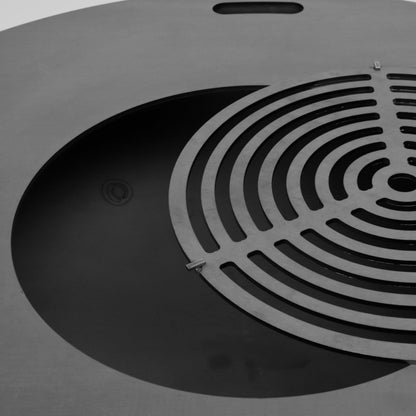 Czaja® fire plate 85 cm with grill grate | grill ring | grill plate | plancha - 5mm thick - universal size ideal for fire bowl, steel barrel, oil drum, fire barrel, steel drum kettle grills