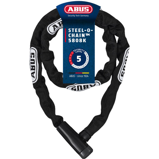 ABUS chain lock Steel-O-Chain 5805K - bike lock made of steel - ABUS security level 5 - 110 cm - black