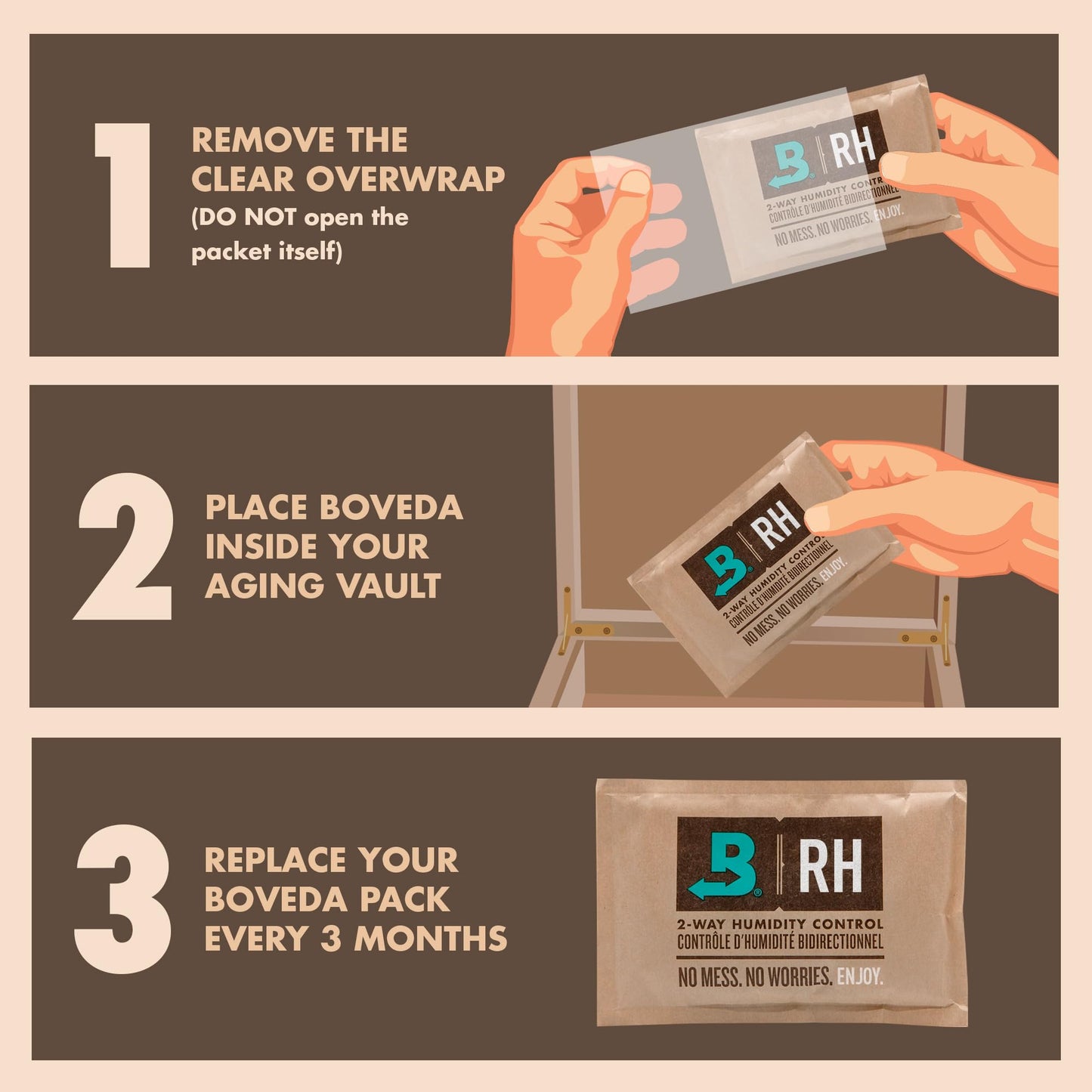 Boveda for Cigars/Tobacco | 2-way humidity control at 72% relative humidity | Size 60 for use with 25 cigars in a humidor | patented technology for cigar humidors | sales carton of 12 pieces