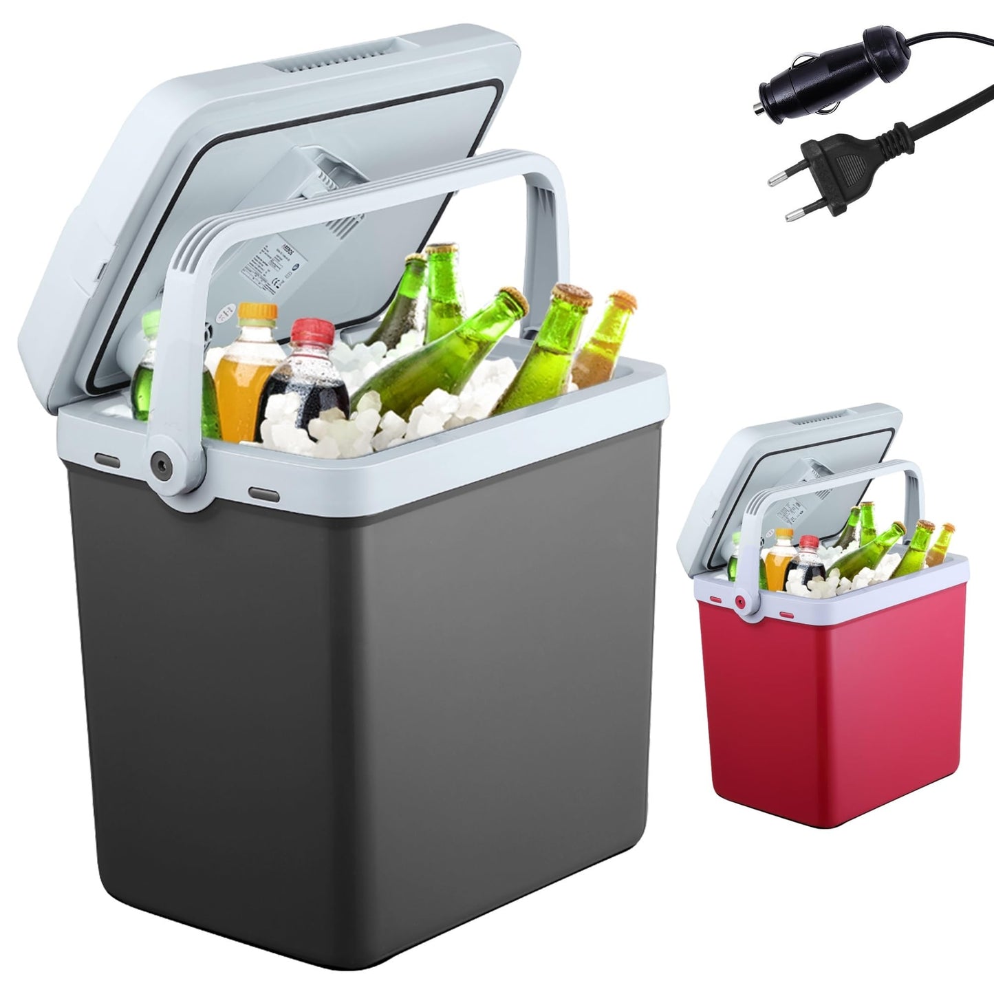 Arebos 25 Liter cooling box | for cooling and keeping warm | Mini fridge | Thermoelectric cooling box | with ECO mode | 12/230 V for car and socket | electric cooling box | Anthracite.