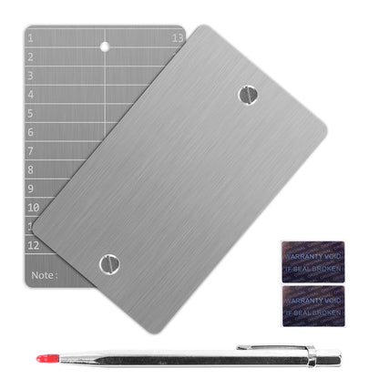GanKe Crypto Seed Storage, Bitcoin Cold Wallet Backup - BIP39 12 or 24 Word Recovery Phrase Backup Crypto Wallet with Engraving Pen (Double) (Silver)