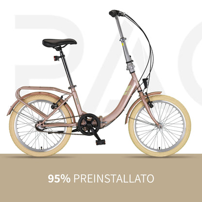 PACTO Nine - Dutch-Style Comfort Folding Bike 27cm Steel Frame Bicycle 20 Inch Nexus 3 Hub Gear Foldable Folding Bike for Adult Men Women