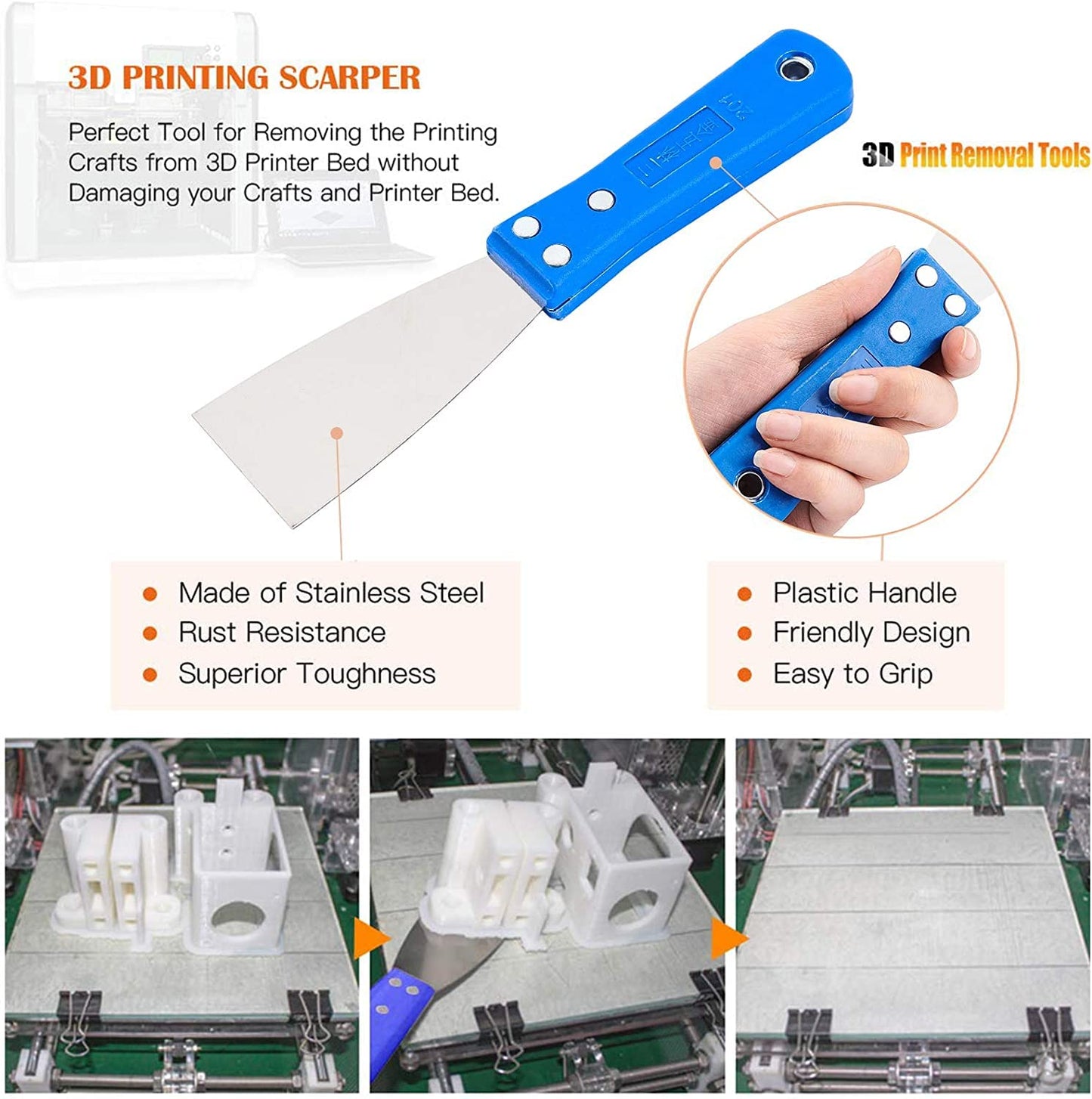 OLYCRAFT 23-piece 3D printer nozzle cleaning and removal tool set includes spatula knives, wire brush, scraper knives, diamond files, and tweezers for 3D printer cleaning.